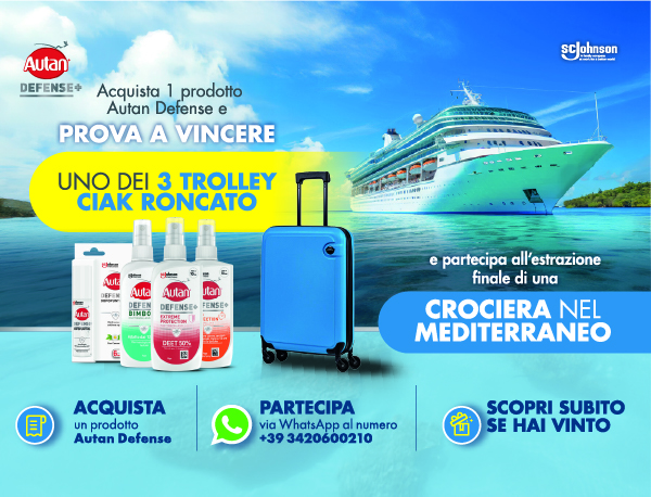 Acquista 1 prodotto Autan Defense e prova a vincere uno dei 3 Trolley Ciak Roncato. Partecipa all'estrazione finale di una Crociera nel Mediterraneo.
